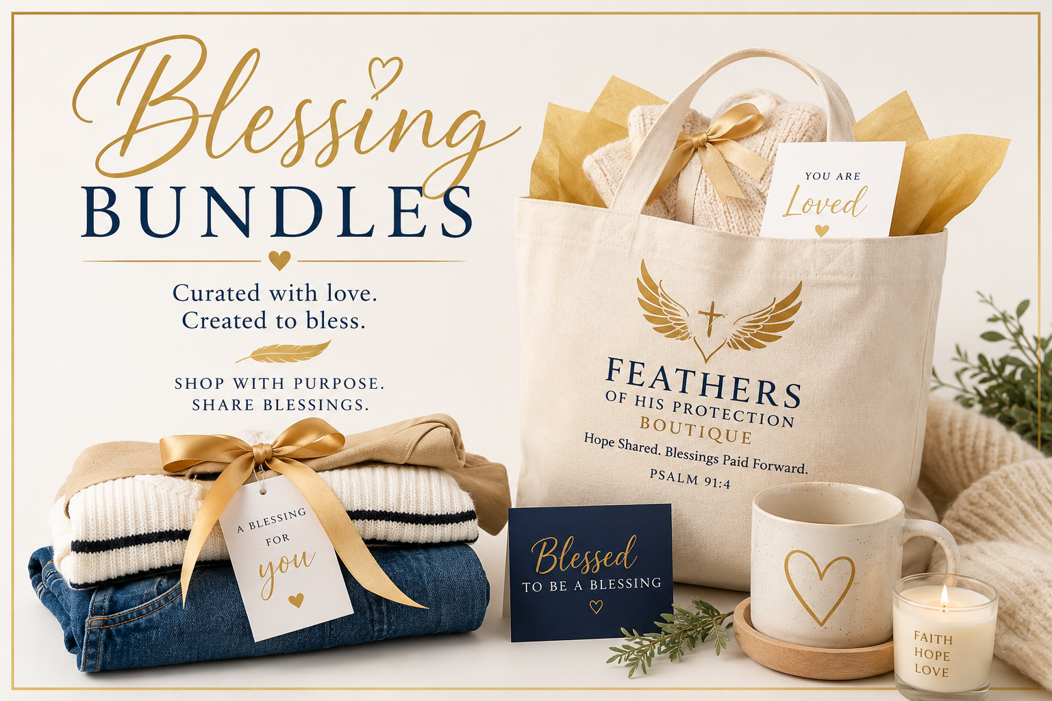 FOHP Boutique Blessing Bundles featuring coordinated clothing packages that offer affordable style while supporting the mission of Feathers of His Protection Ministries
