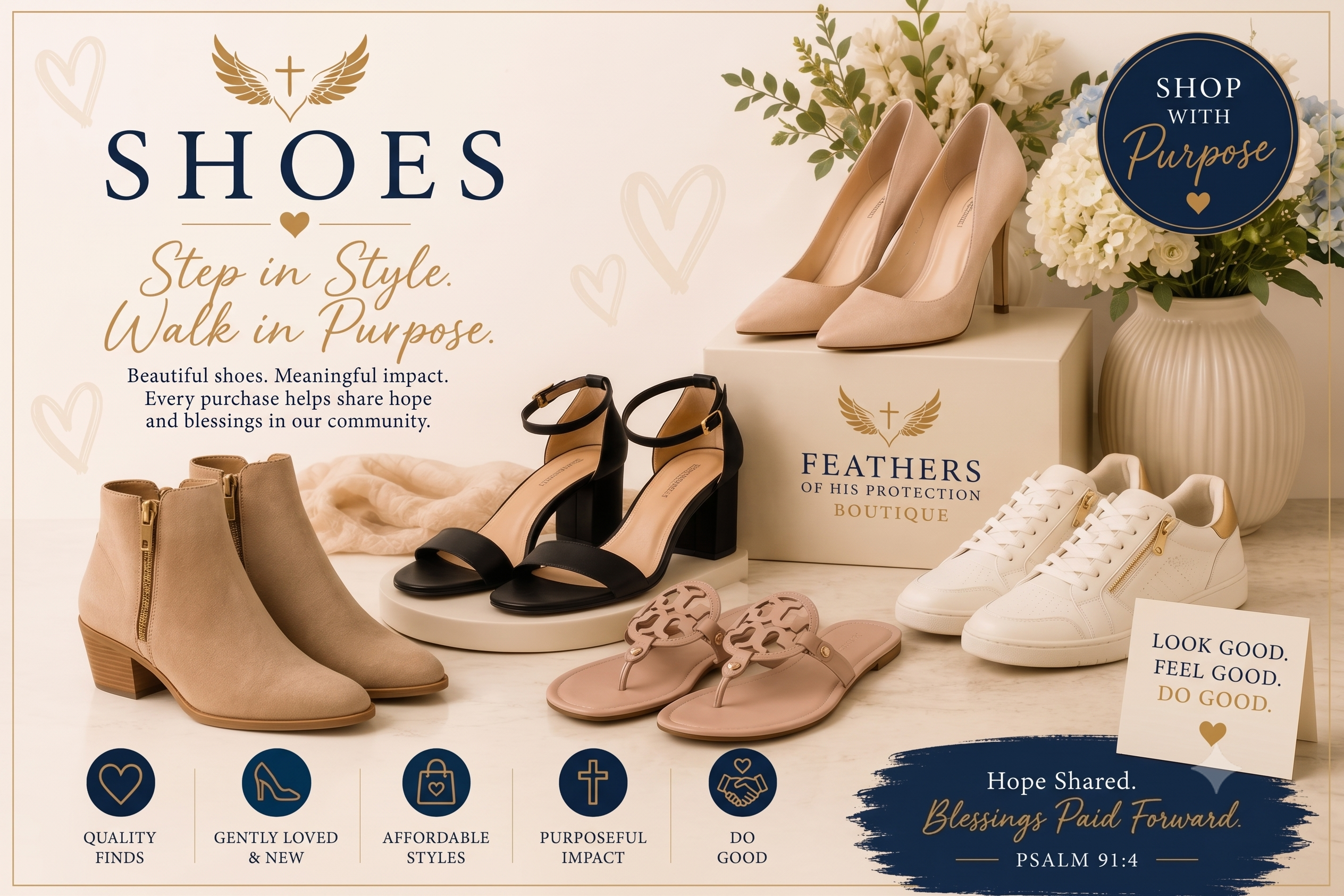 FOHP Boutique shoe collection featuring women's and men's boots, heels, sandals sneakers and dress shoes. 