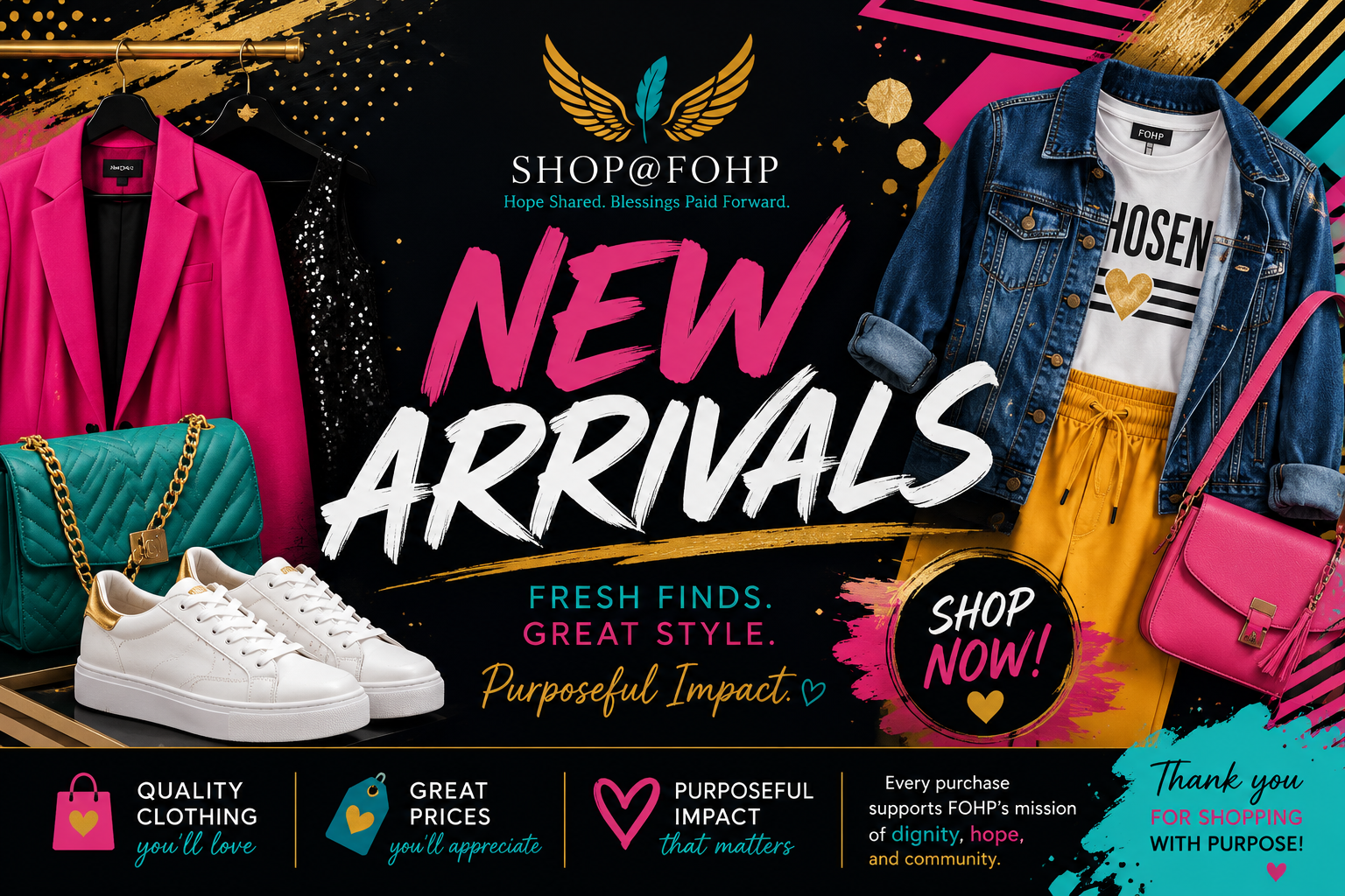 FOHP Boutique New Arrivals featuring the latest clothing, shoes and accessories added to the store.