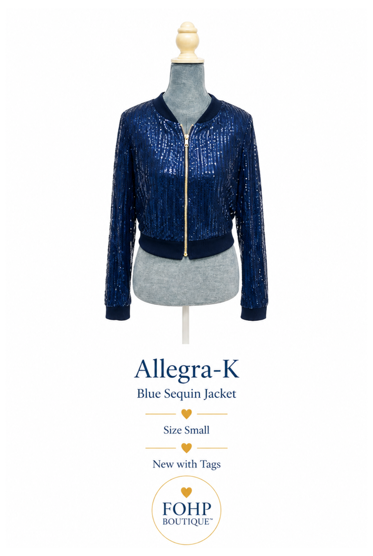 Allegra-K Blue Sequin Jacket