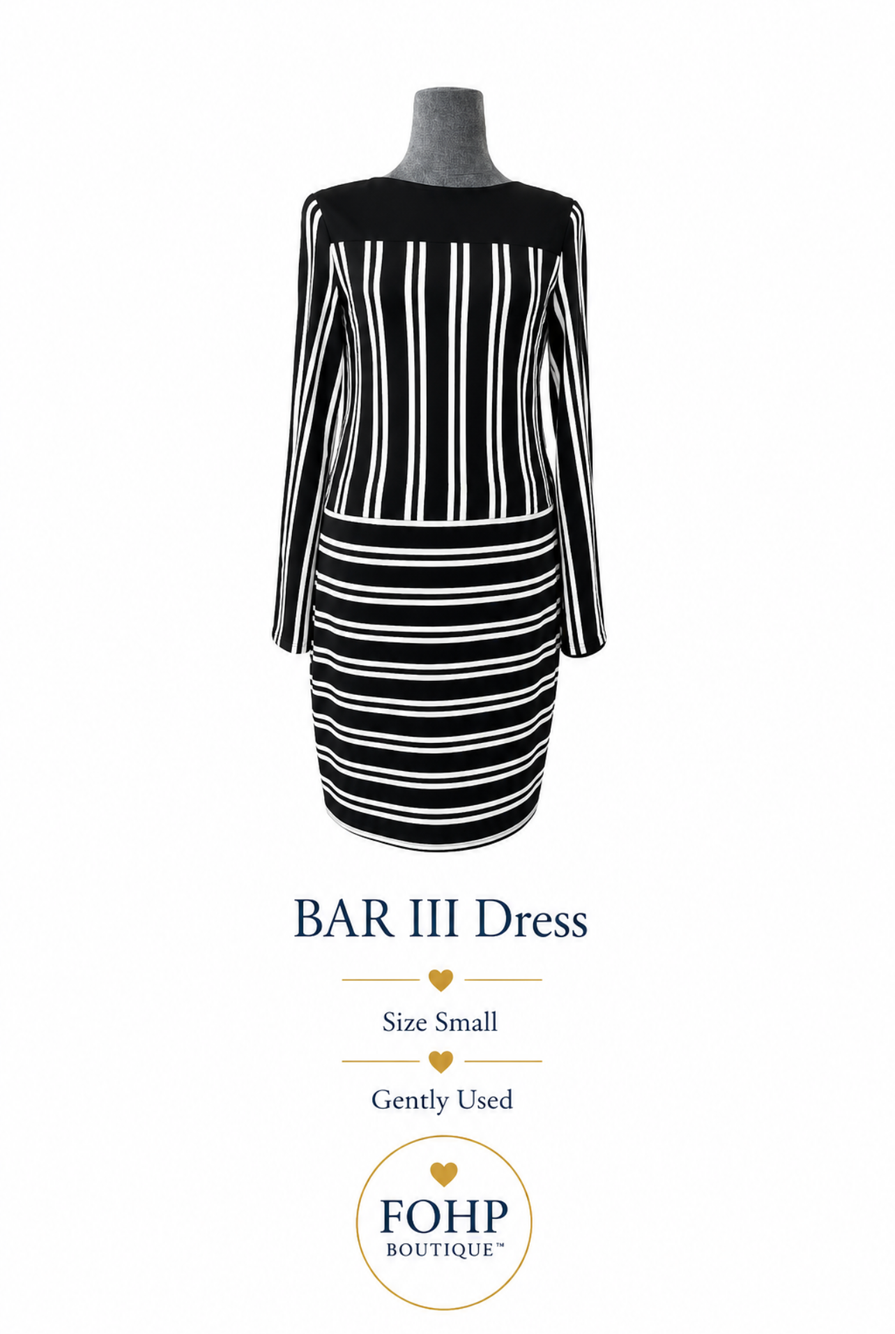 Bar III Black & White Striped Dress