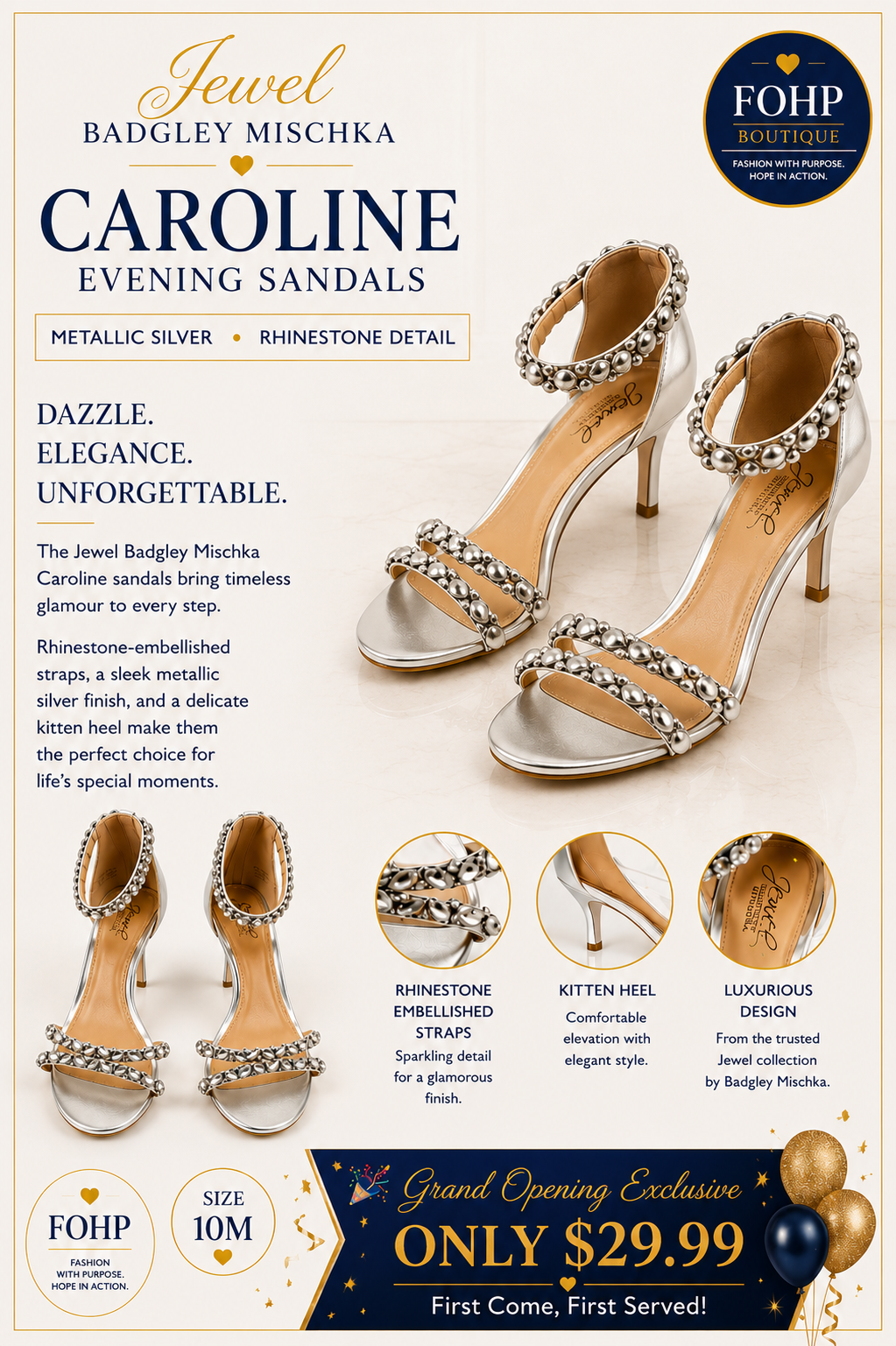 Jewel Badgley Mischka Caroline evening sandals