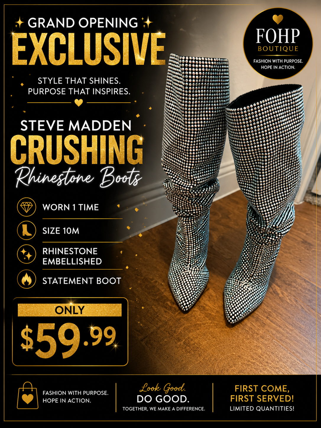 Steve Madden Women's Crushing rhinestone boots