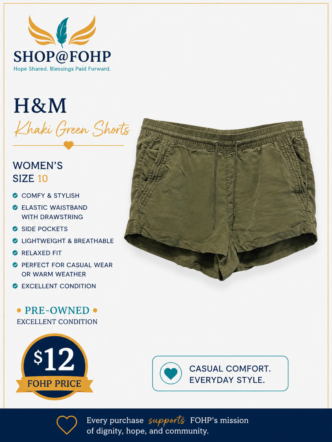 H&M Kahki Green Shorts