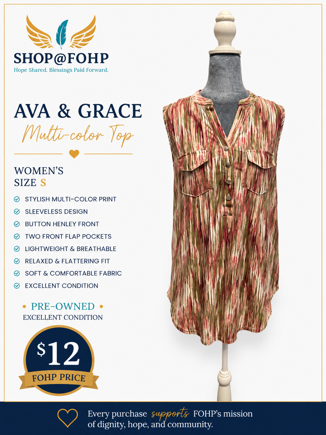 Ava & Grace Multi-Color Top