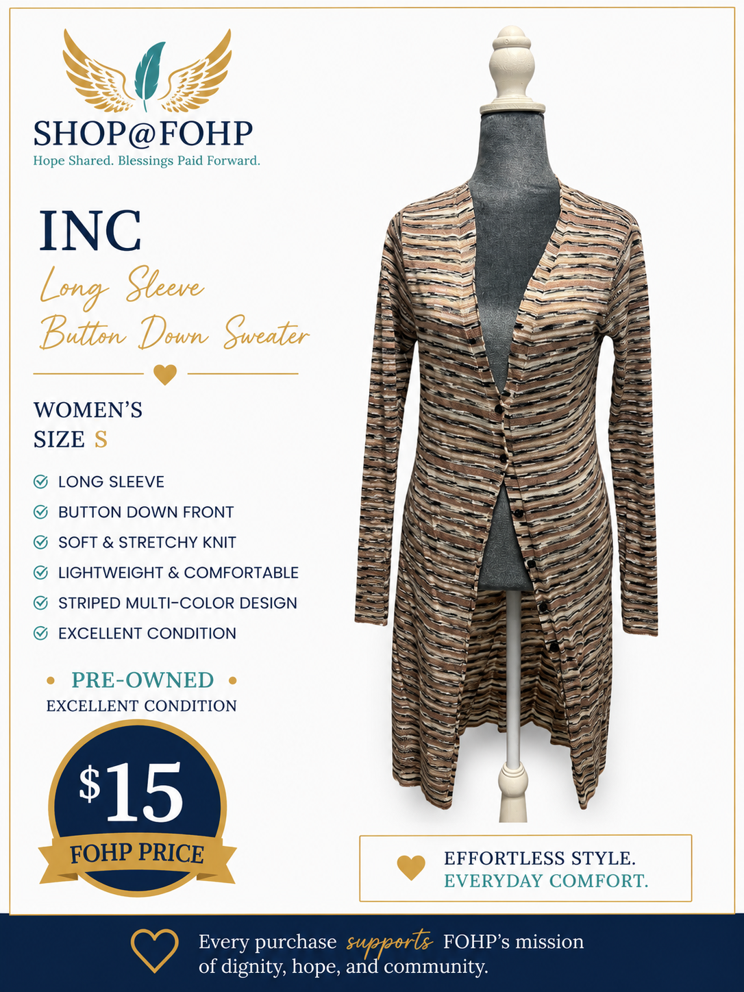 INC Button Down Long Sleeve Sweater