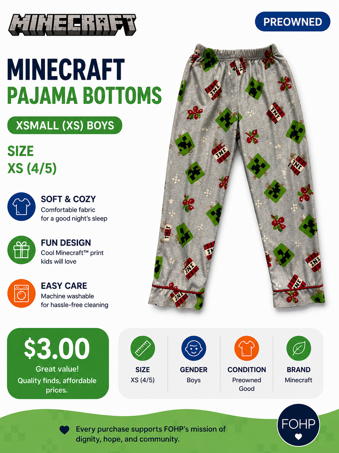 Minecraft Pajama Bottoms