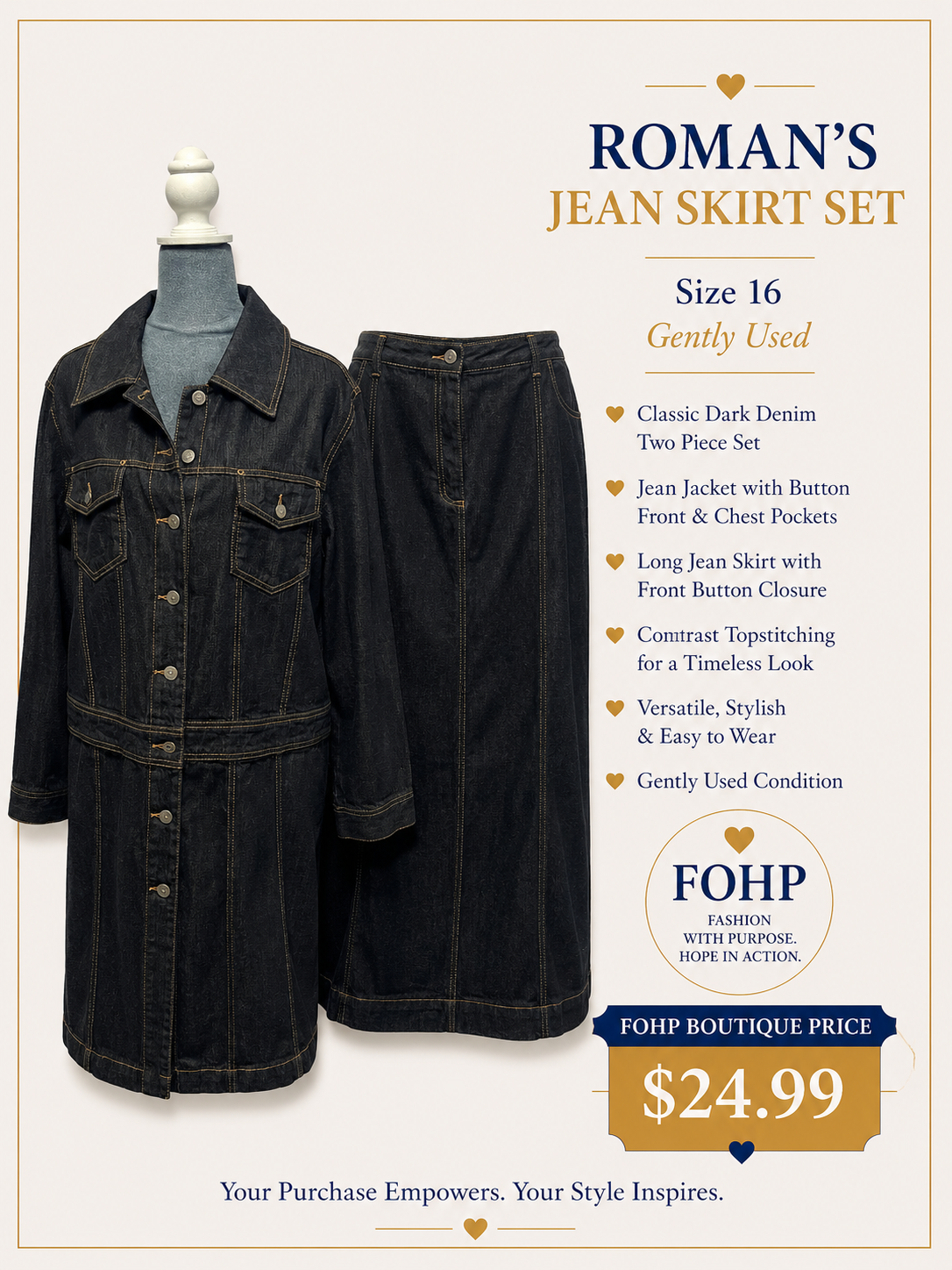 Roman's Jean Skirt Set