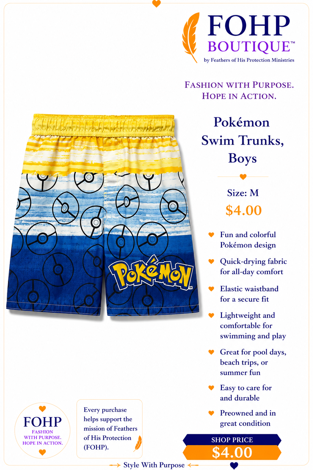 Pokemon Boys Swim Trunks
