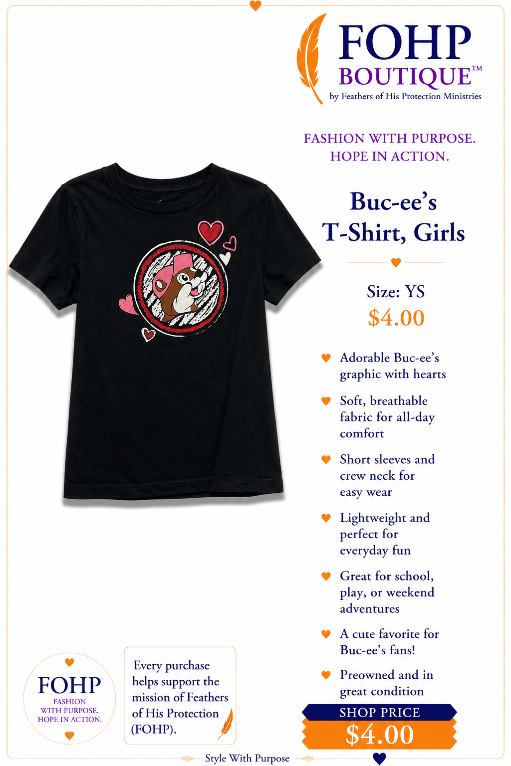 Buc-cee' T-Shirt, Girls