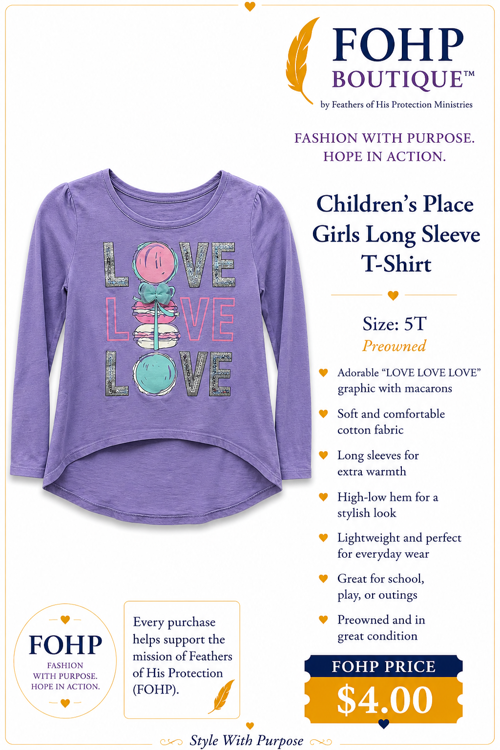 Children's Place Girls Long Sleeve Shirt