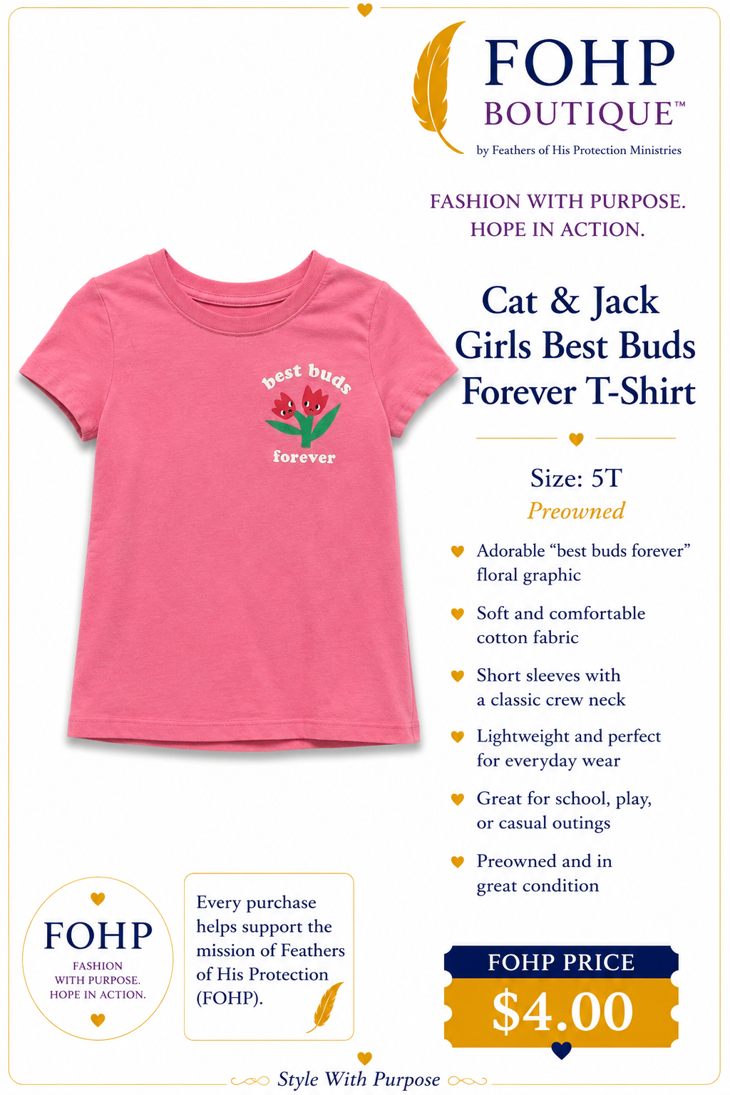 Cat & Jack Girls Best Buds Forever T-Shirt
