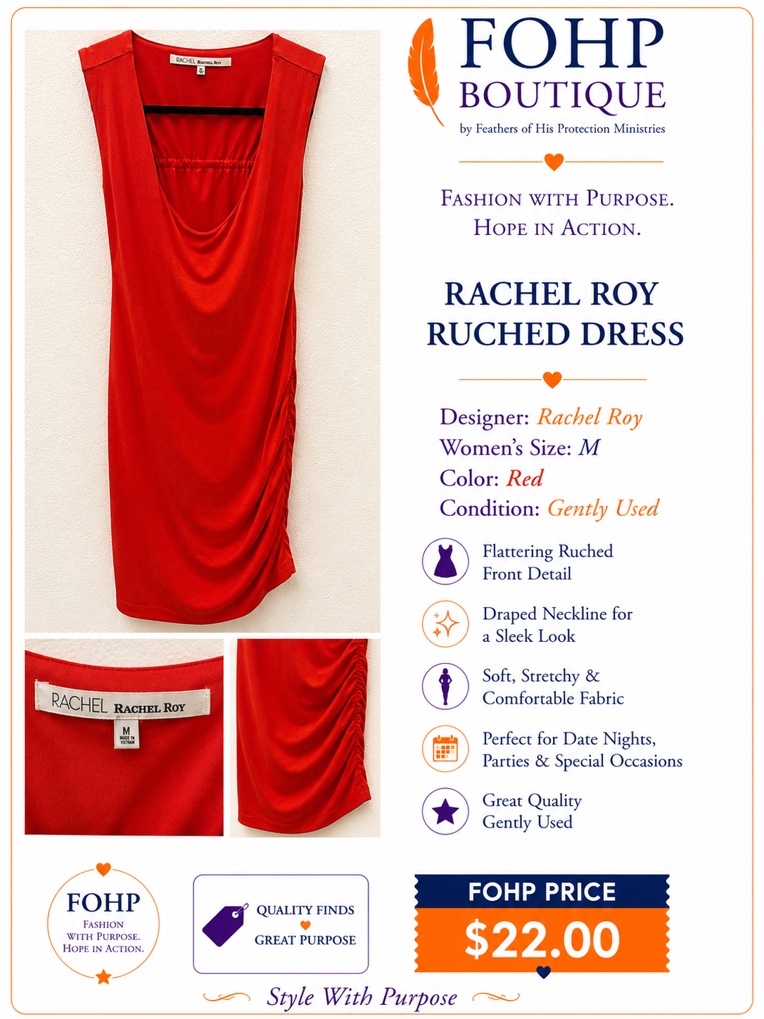Rachel Roy Ruched Midi Dress - Women's M