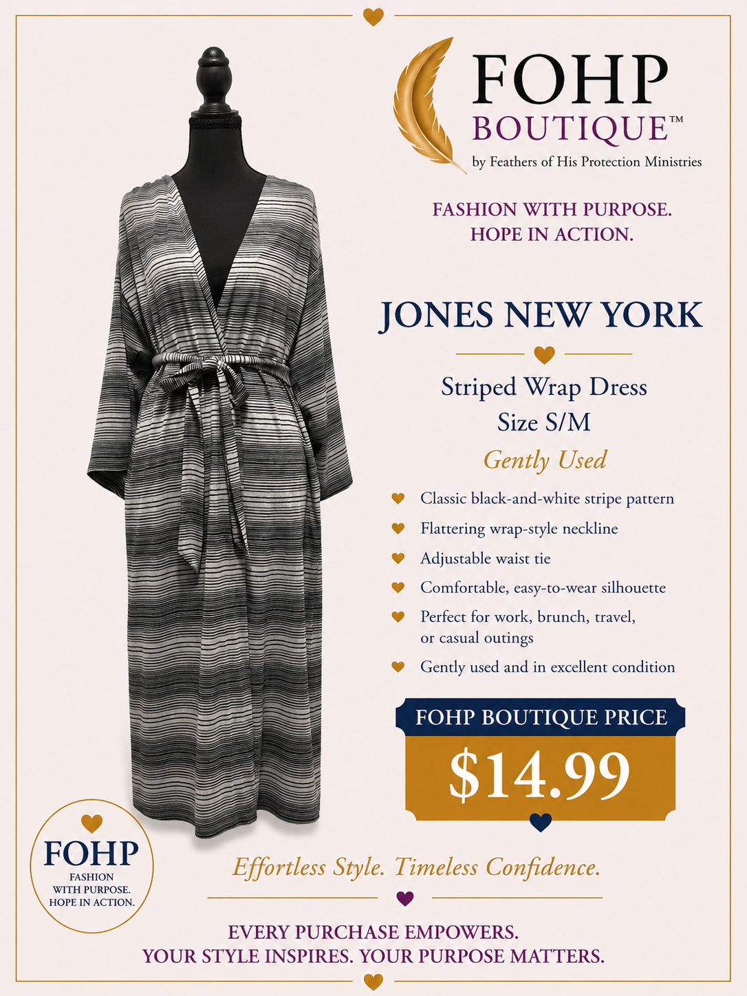 Jones New York Striped Wrap Dress