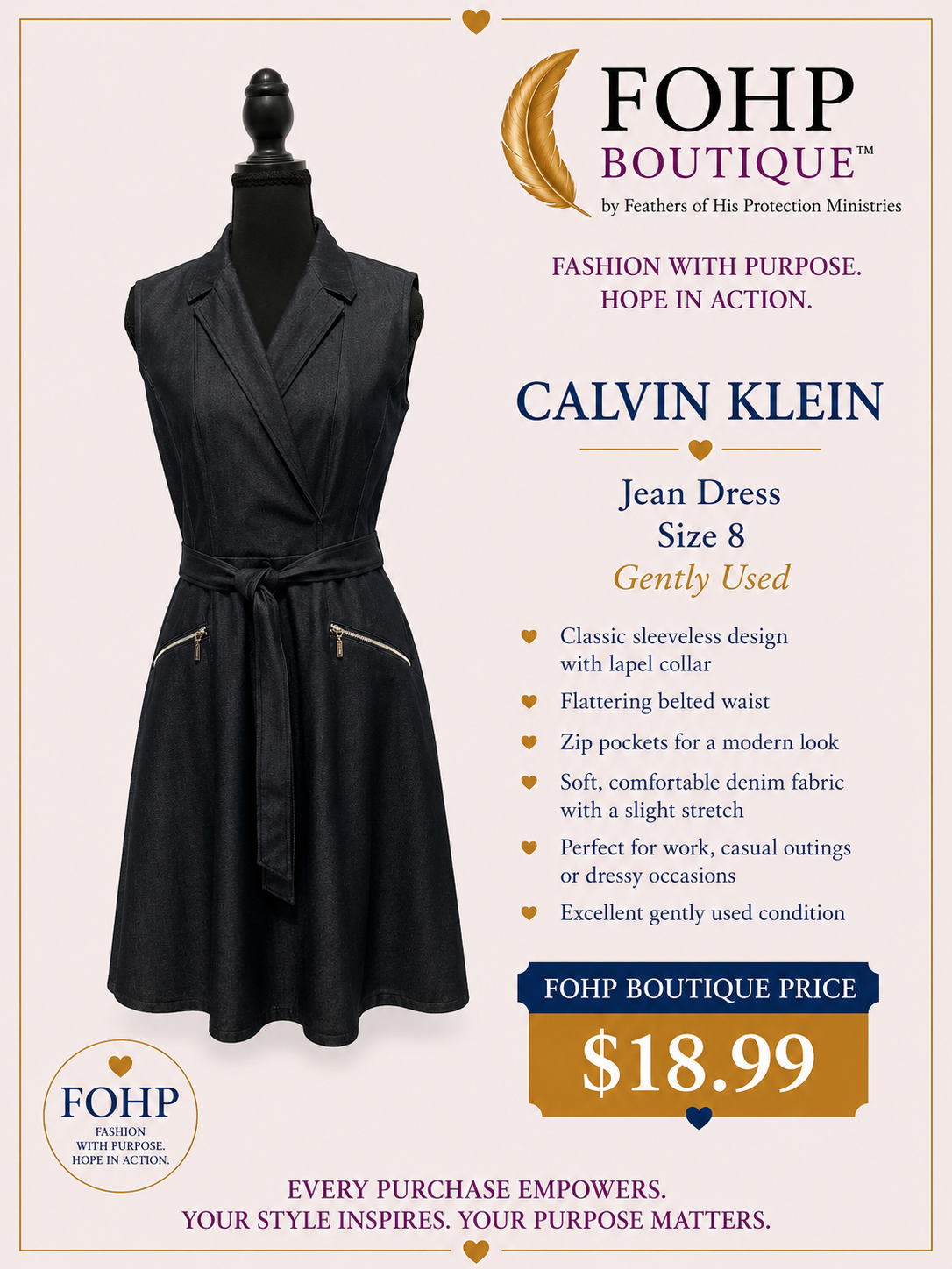 Calvin Klein Sleveless Denim Dress