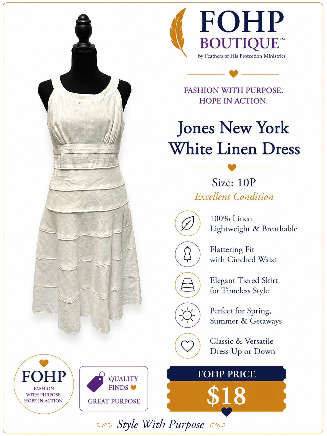 Jones New York White Linen Dress