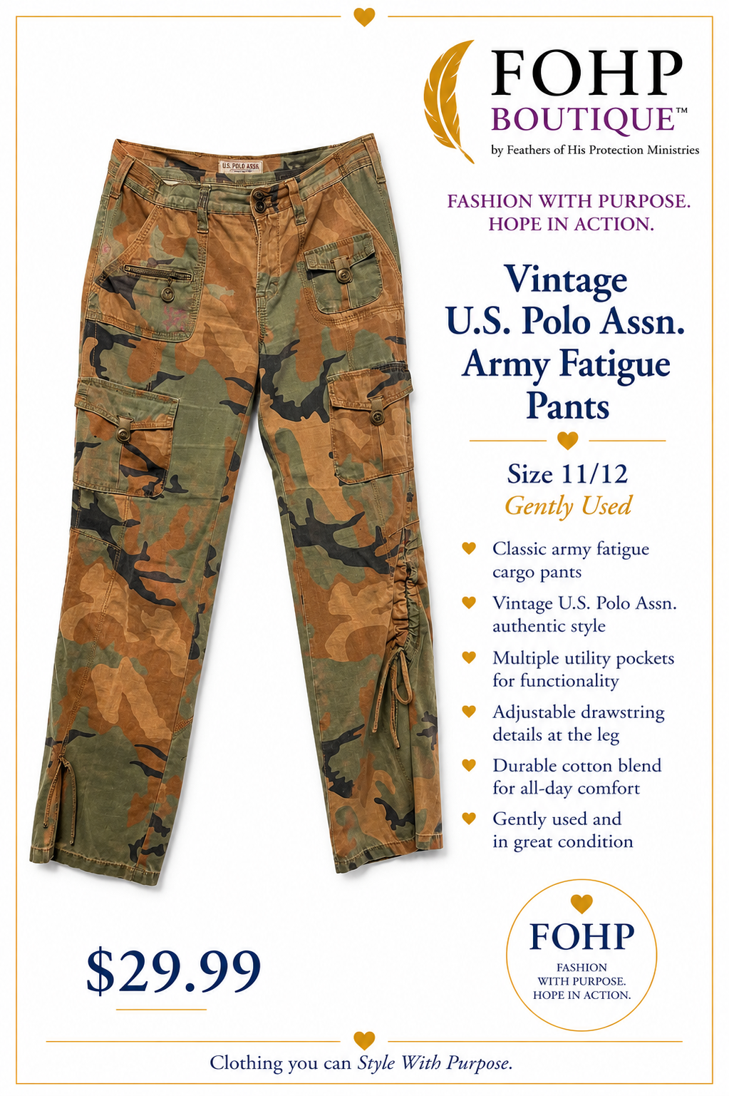 Vintage U.S. Polo Assn. Army Fatigure Pants