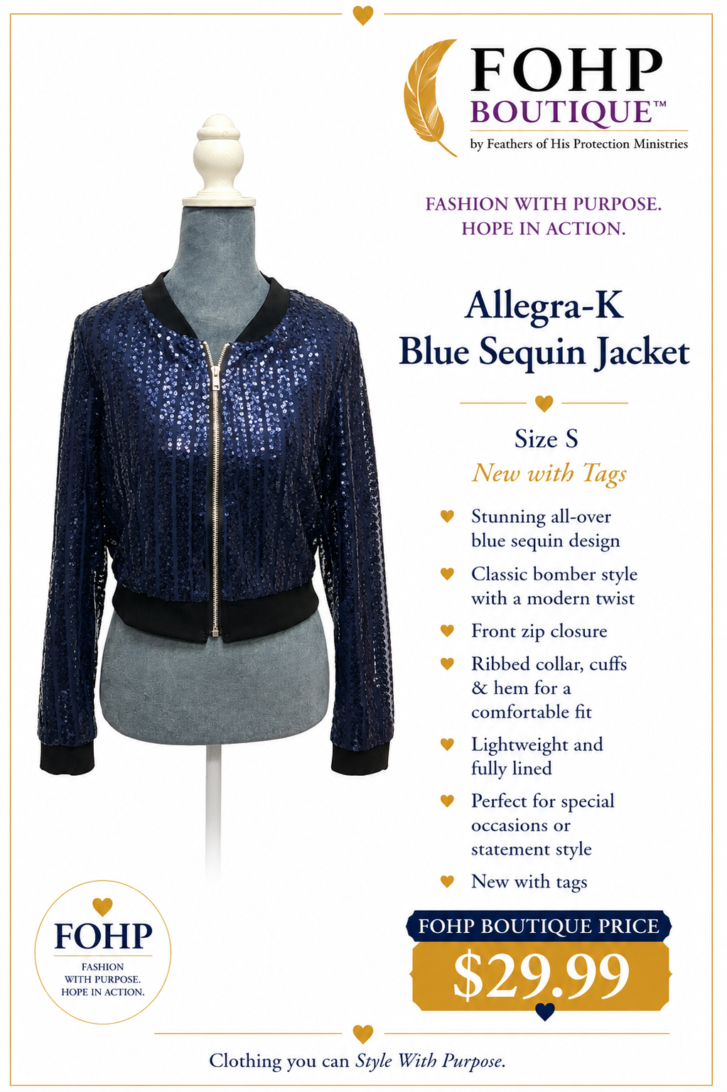 Allegra-K Blue Sequin Jacket
