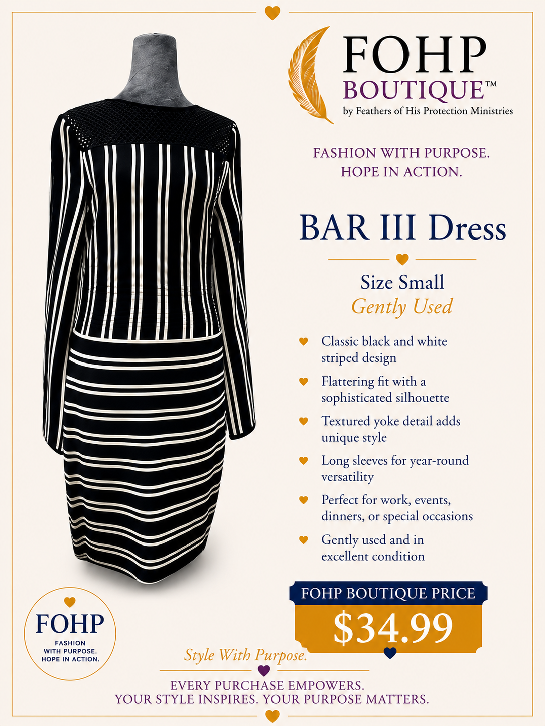 Bar III Black & White Striped Dress