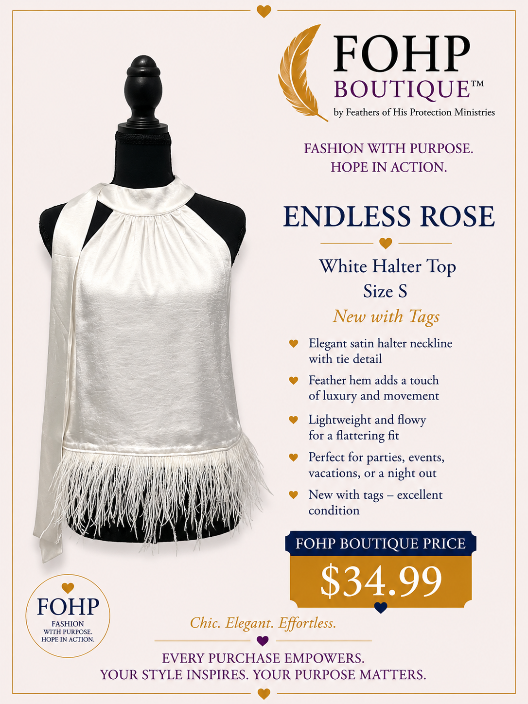 Endless Rose White Halter Top