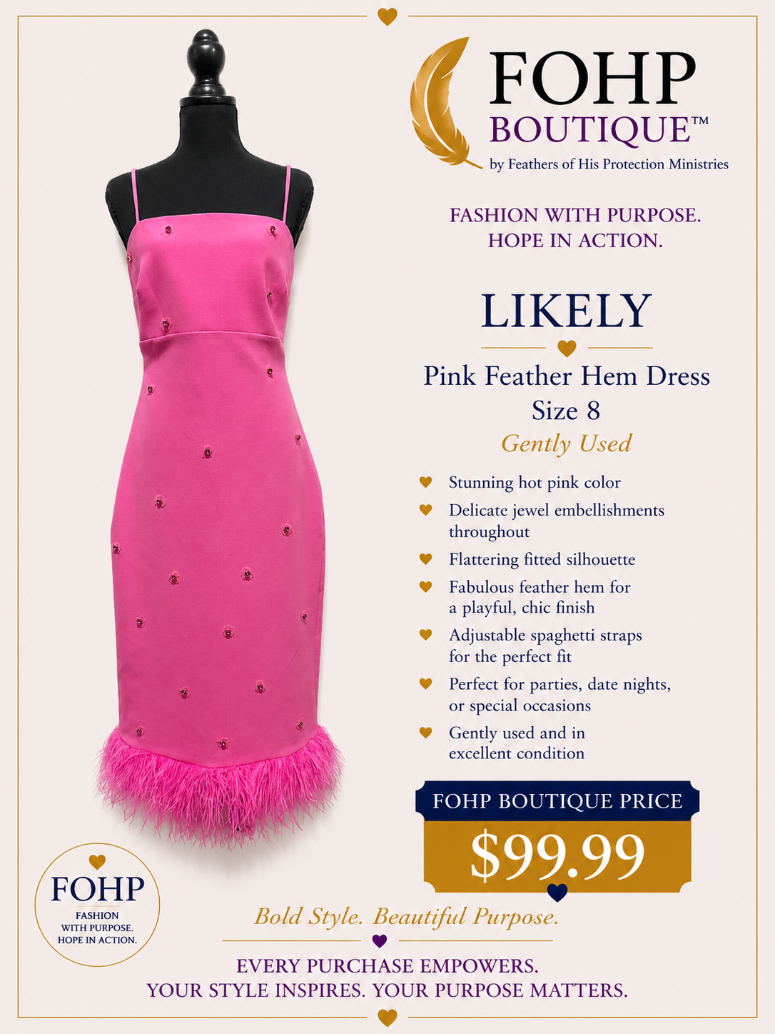 Likely Pink Feather Hem Dress