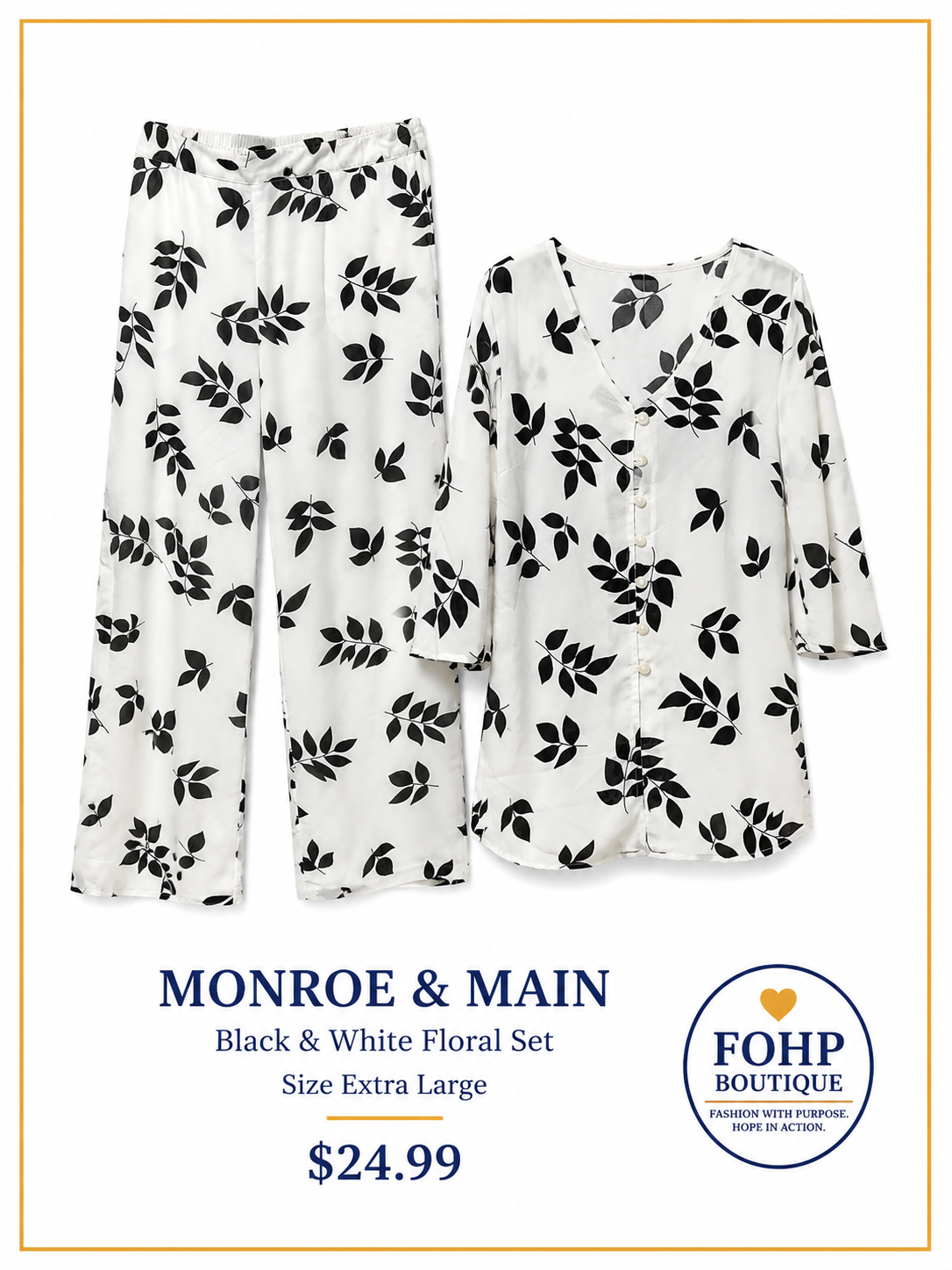 Monroe & Main Floral Pants Set