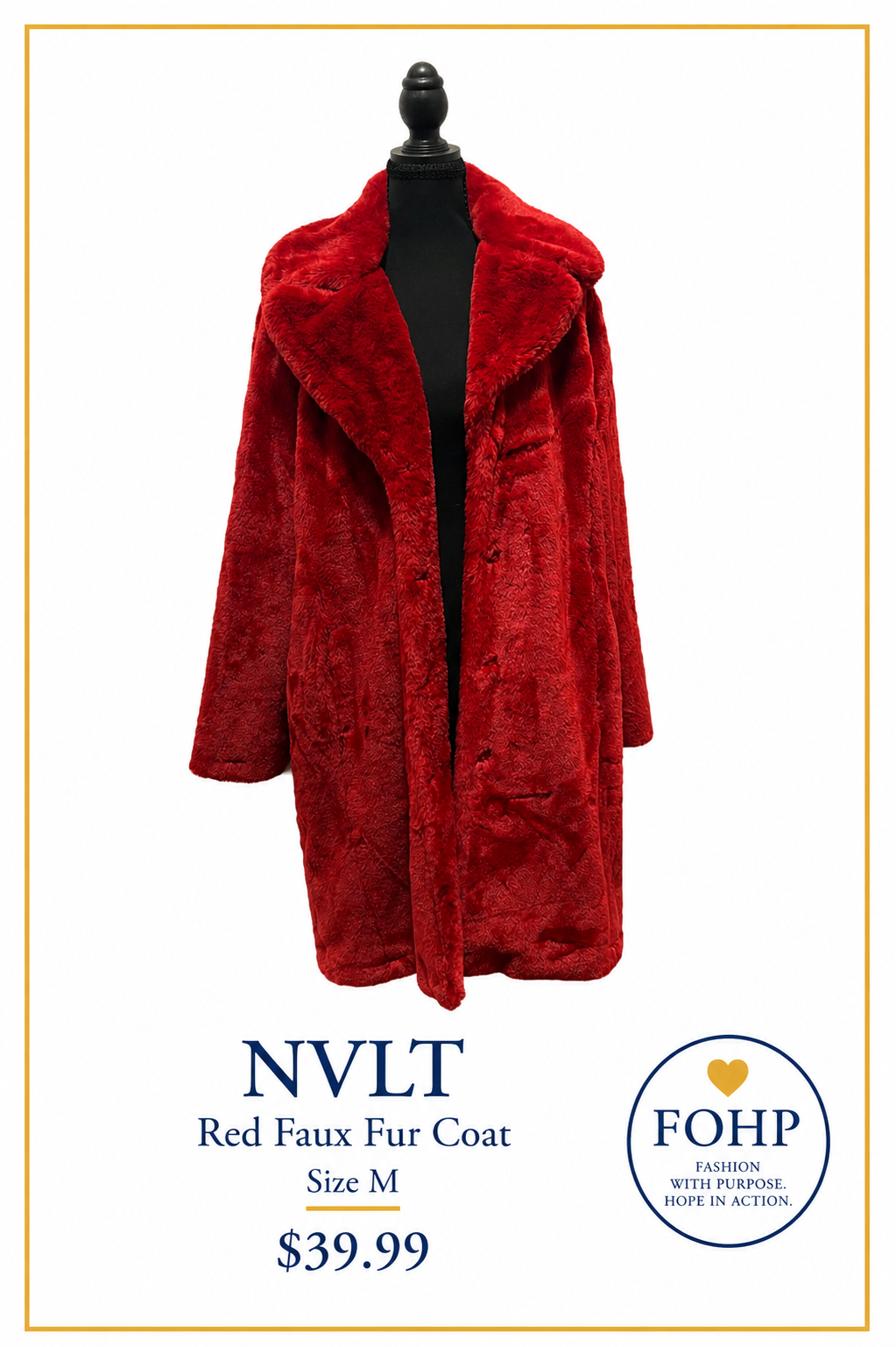 NVLT Red Faux Fur Coat