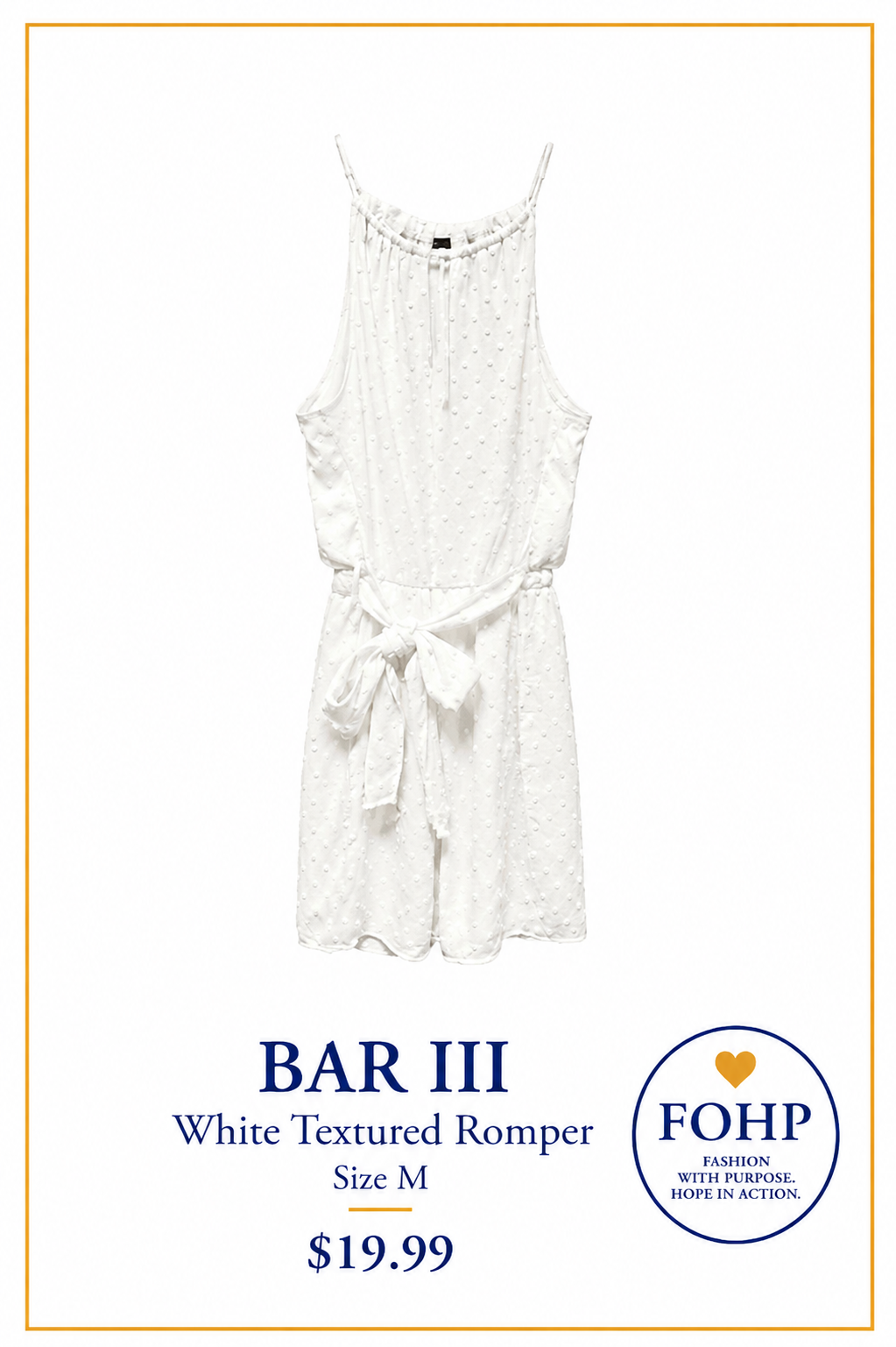Bar III White Textured Romper