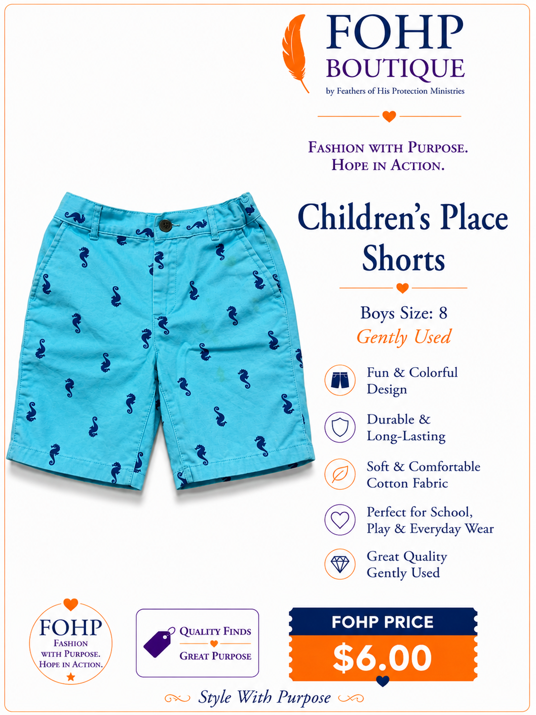Children's Place Seahorse Print Shorts