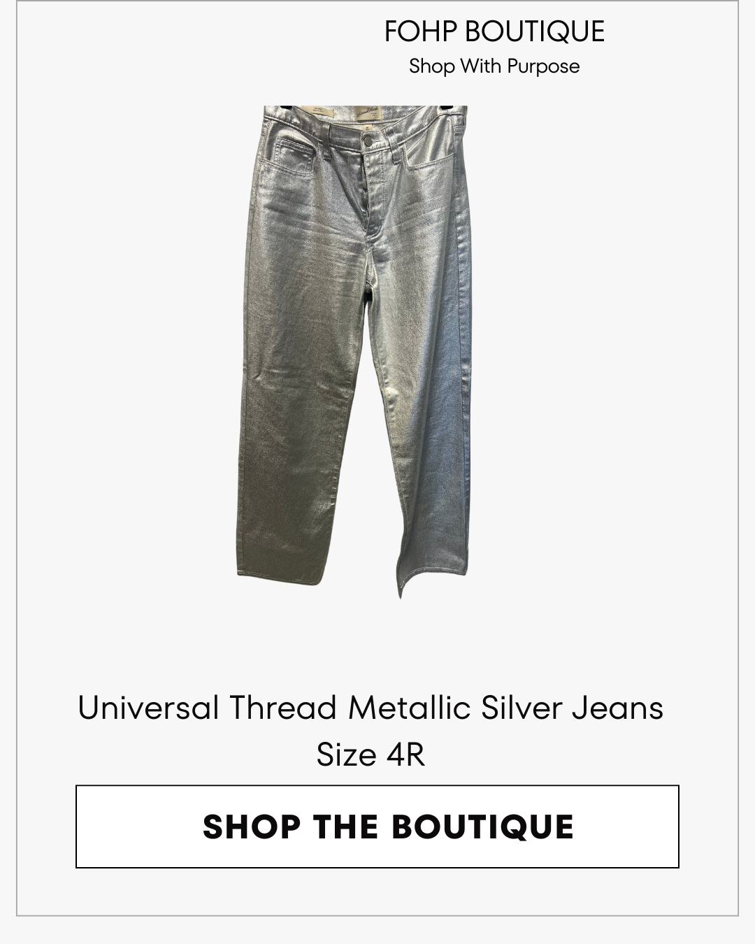 Universal Thread Silver Coated Metallic Wide Leg Jeans - Size 4R