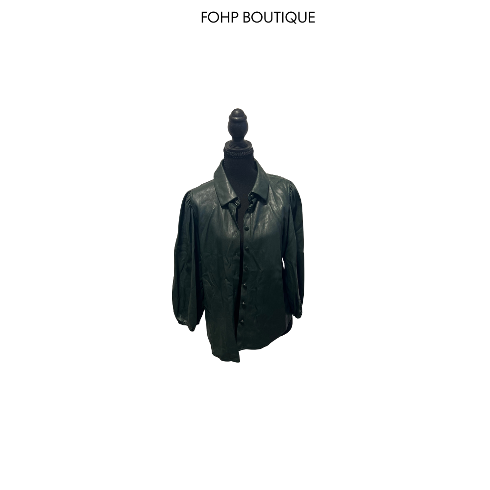 Forest Green Faux Fur Blouse